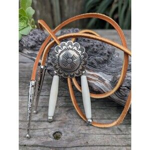 Handcrafted Beaded Concho Bolo Tie, Western Wear